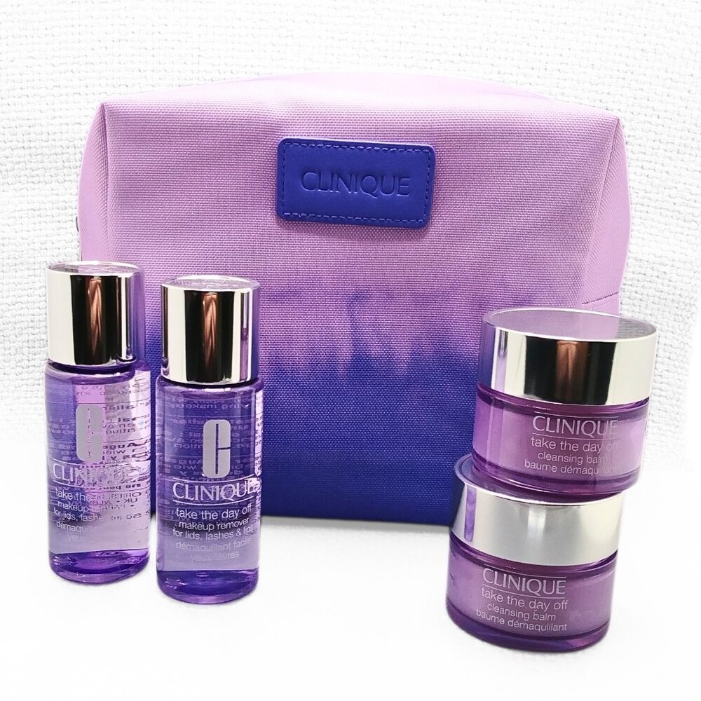 CLINIQUE Take The Day Off Makeup Remover Bundle with Purple Ombre Bag - Picture 4 of 9